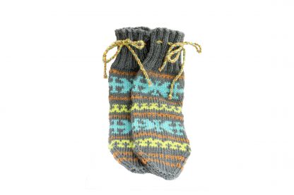 Vlněné ponožky šedo-modro-žluté č. 41-42