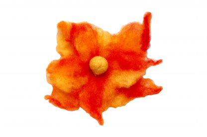 Brož kytka oranžovo-žlutá - ruční výroba