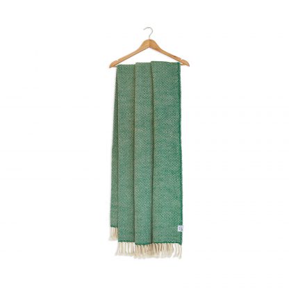 Merino deka vlnky bílo-zelená 150 x 200 cm