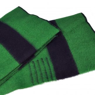 Vlněná deka extra silná zelená s černými pruhy 160 x 220 cm