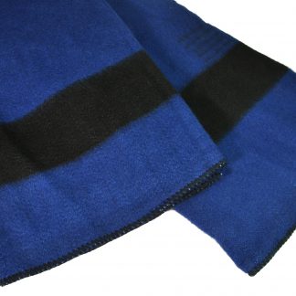 Vlněná deka extra silná modrá s černými pruhy 160 x 220 cm