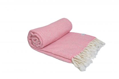 Merino deka vlnky bílo-růžová 150 x 190 cm
