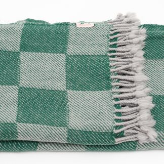 Merino deka kostky bílo zelená 150 x 200 cm