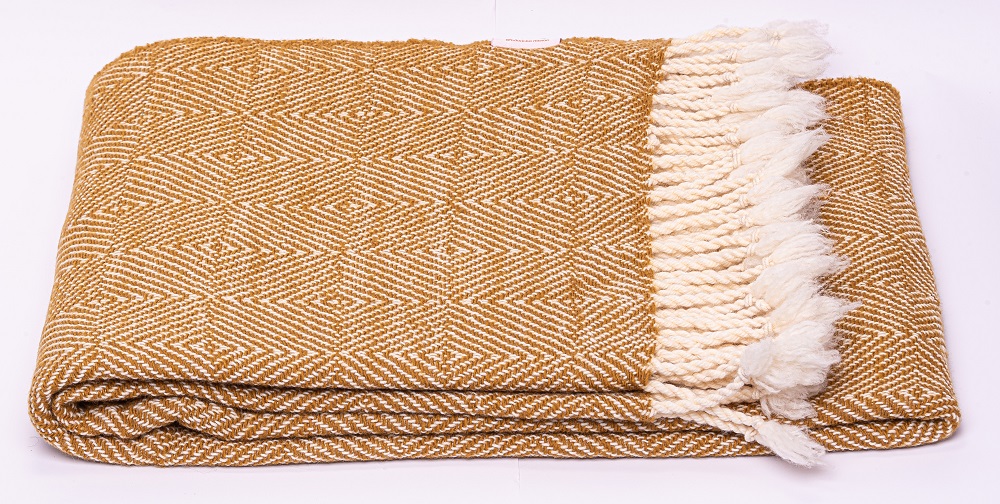 Merino deka vlnky bílo-žlutá 150 x 200 cm